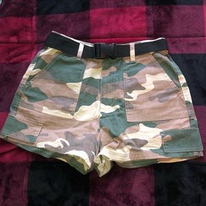 camo high waisted shorts